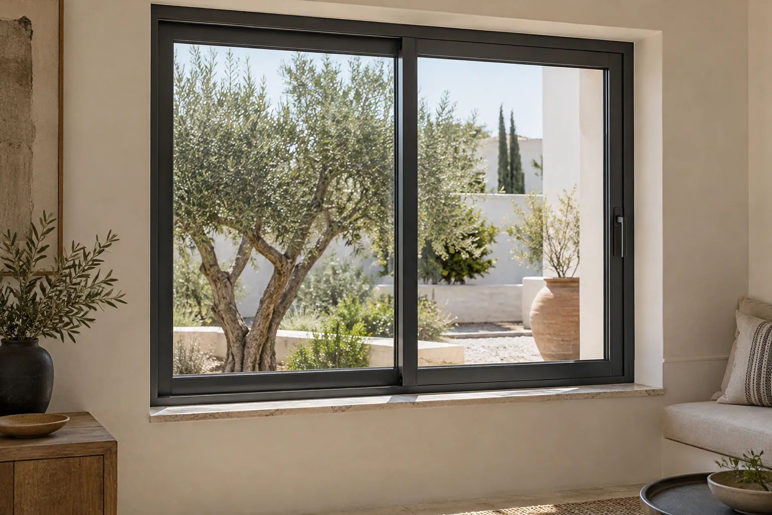 Fenêtre coulissante en aluminium anthracite